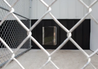 Outdoor run portion of kennel